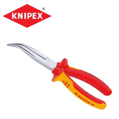 Електричарски клещи с дълги криви човки 200 мм VDE изолирани / KNIPEX 2626200