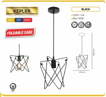 ПЕНДЕЛ  MAX 60W E27 ЧЕРЕН KEPLER