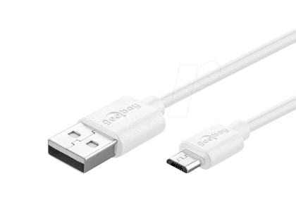 СТОП USB кабел micro B 1m  бял     GOOBAY 77527