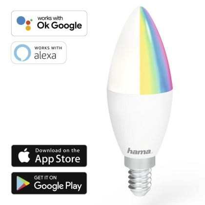 Димираща крушка HAMA WiFi-LED, RGBW, 5.5W, E14, 470 lm