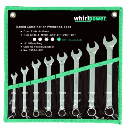 Комплект мултифункционални ключове WhirlPower, 8 - 19 мм, 8 части