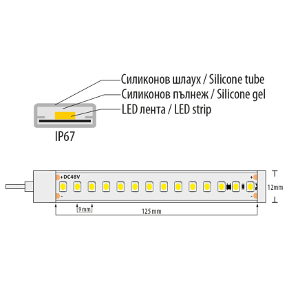 ПРОФЕСИОНАЛНА LED ЛЕНТА СЪС СТАБИЛИЗАТОР НА ТОК 7W/M, 5500K, 48VDC, 112LEDS/M, 10M, IP67