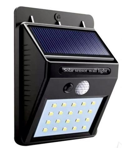 Соларен LED аплик за стена със сензор, 3W, 6500K, IP55