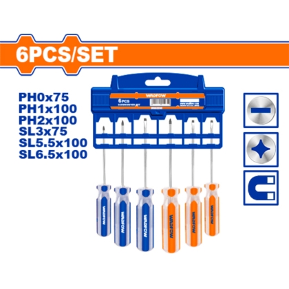 Комплект отвертки, намагнитизирани, WADFOW, SL, PH, 6 части