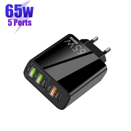 USB зарядно 3xUSB + 2xPD 65W