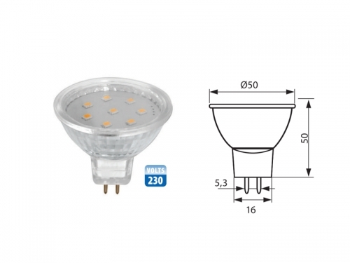 LED насочена лампа MOBI 230V, 3W, G5,3, 3000K