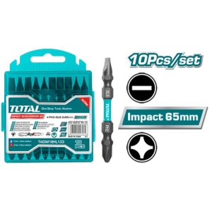 Комплект битове TOTAL Industrial, Impаct, PH2 + SL6/1 x 65 мм, 10 части