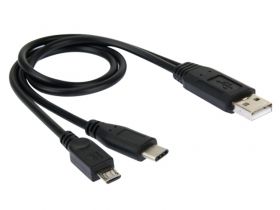 Кабел USB 2.0 A м. / micro В +  Type-C     S-PC-1883