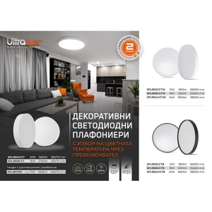 LED CCT ПЛАФОНИЕРА, БЯЛА, 24W, 3000K/4000K/6500К, 220-240V AC, КРЪГ, IP20    SPL1B24CCTW